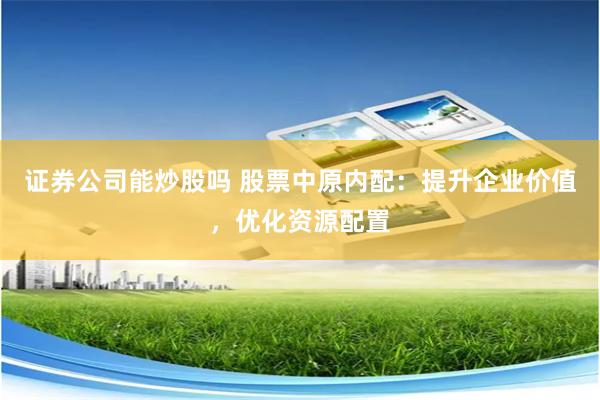 证券公司能炒股吗 股票中原内配：提升企业价值，优化资源配置